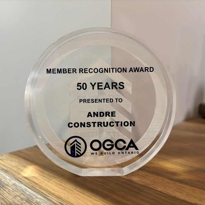 Andre Construction receives OGCA 50-Year Member Recognition Award